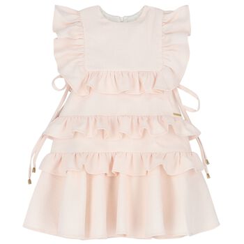Girls Pink Ruffled Dress